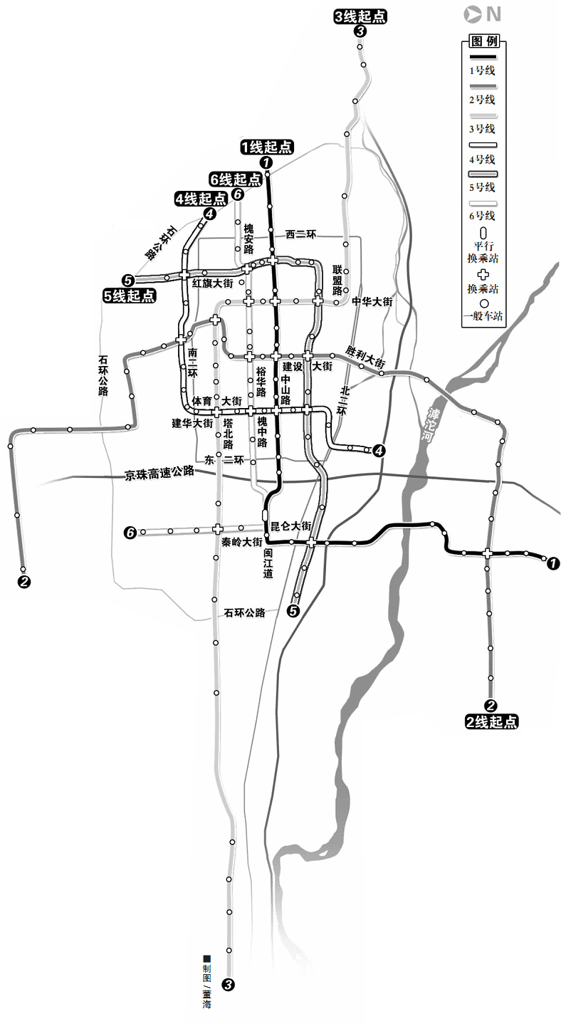 石家庄地铁线路图 石家庄6条地铁线路站点大全 石家庄铁路